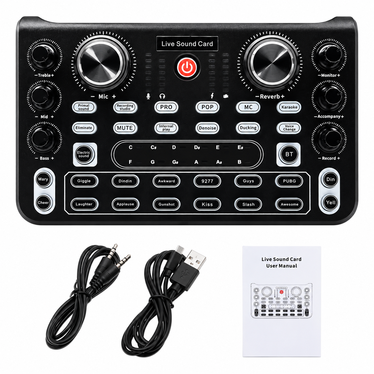 Tarjeta de Sonido X60L – Versión en Inglés Mezclador de Audio Profesional con Tarjeta de Sonido para Karaoke, Transmisiones en Vivo, KTV, Canto y Estudio de Grabación