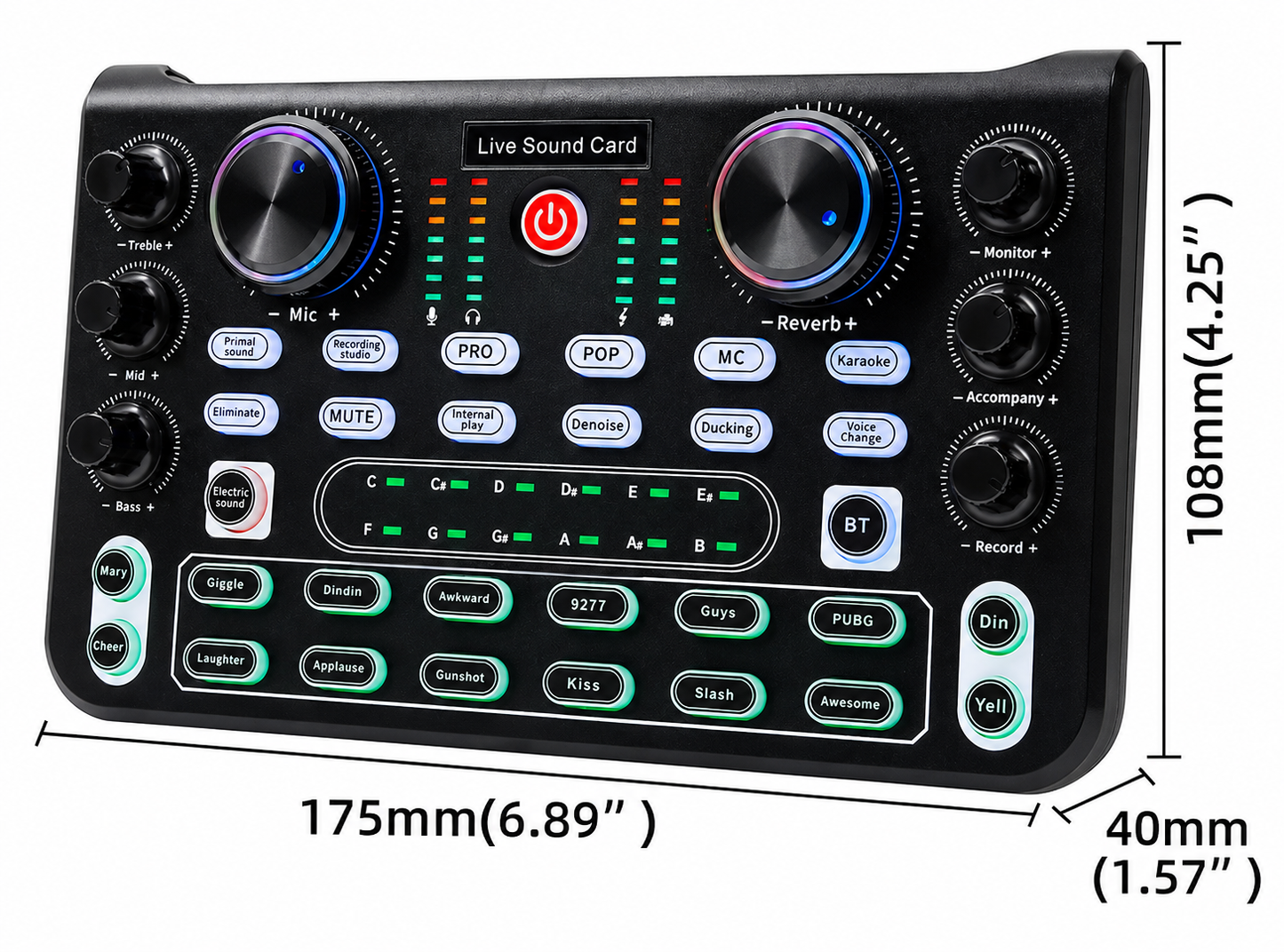 Tarjeta de Sonido X60L – Versión en Inglés Mezclador de Audio Profesional con Tarjeta de Sonido para Karaoke, Transmisiones en Vivo, KTV, Canto y Estudio de Grabación