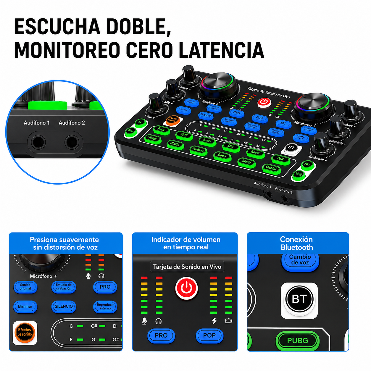 Tarjeta de Sonido X60L – Versión en Inglés Mezclador de Audio Profesional con Tarjeta de Sonido para Karaoke, Transmisiones en Vivo, KTV, Canto y Estudio de Grabación