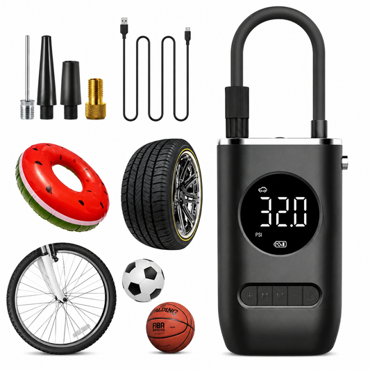 Inflador De Llantas Portable Compresor Carro Moto Balon Color Negro