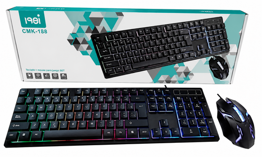 Combo Gamer RGB Teclado y Mouse USB Alámbrico en Español para PC y Laptop
